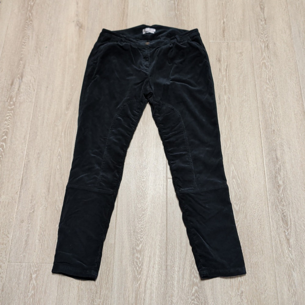 Lorena Antoniazzi Womens IT 46 34x28 Black Corduroy Equestrian Pants Snaps Italy